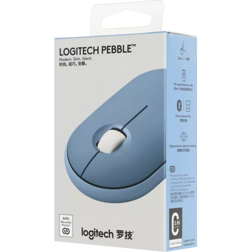 Мышь Logitech Pebble M350 синий оптическая 1000dpi silent беспров. BT/Radio USB для ноутбука 3but (910-006655)