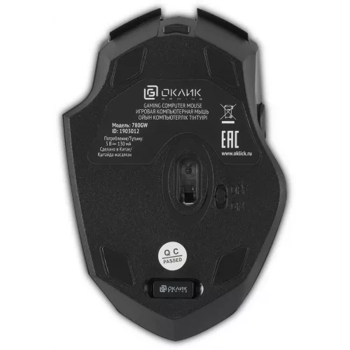 Мышь Оклик 780GW черный оптическая 3200dpi беспров. USB для ноутбука 6but (1903012)