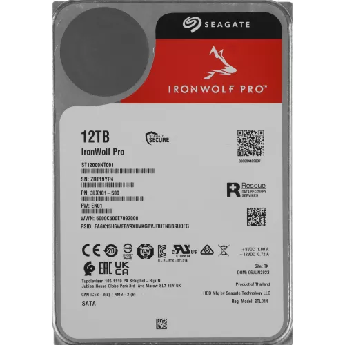 Жесткий диск Seagate SATA-III 12Tb ST12000NT001 NAS Ironwolf Pro 512E (7200rpm) 256Mb 3.5"