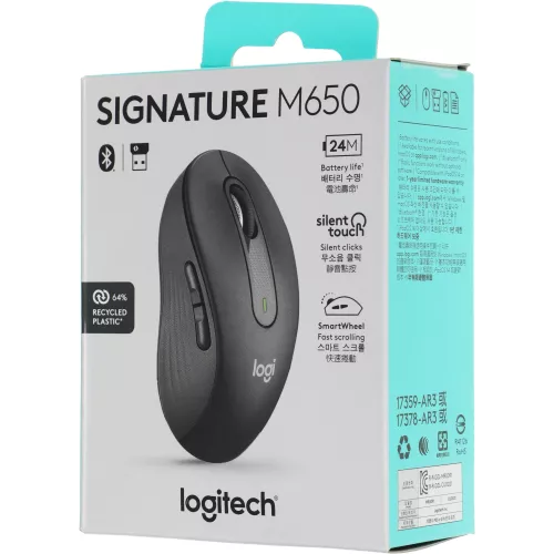 Мышь Logitech M650 графитовый оптическая 4000dpi беспров. BT/Radio USB 4but (910-006259)