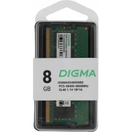 Память DDR5 8GB 4800MHz Digma DGMAS5480008S RTL PC5-38400 CL40 SO-DIMM 262-pin 1.1В single rank Ret