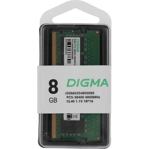 Память DDR5 8GB 4800MHz Digma DGMAS5480008S RTL PC5-38400 CL40 SO-DIMM 262-pin 1.1В single rank Ret