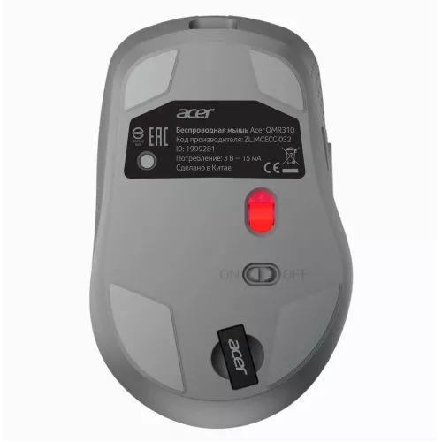 Мышь Acer OMR310 темно-серый оптическая 1600dpi беспров. BT/Radio USB 7but (ZL.MCECC.032)