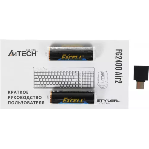 Клавиатура + мышь A4Tech Fstyler FG2400 Air2 клав:черный мышь:черный USB беспроводная slim (FG2400 AIR2 BLACK)