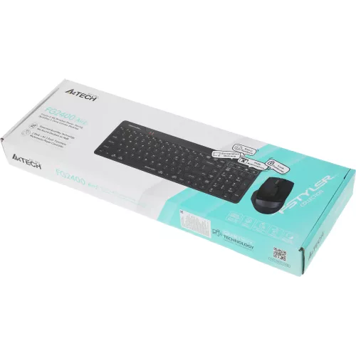 Клавиатура + мышь A4Tech Fstyler FG2400 Air2 клав:черный мышь:черный USB беспроводная slim (FG2400 AIR2 BLACK)