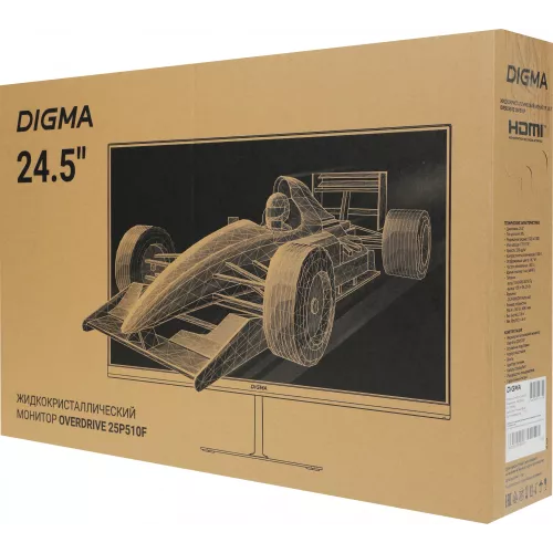 Монитор Digma 24.5" Overdrive 25P510F черный IPS LED 1ms 16:9 HDMI матовая Piv 250cd 178гр/178гр 1920x1080 180Hz DP FHD 3.6кг