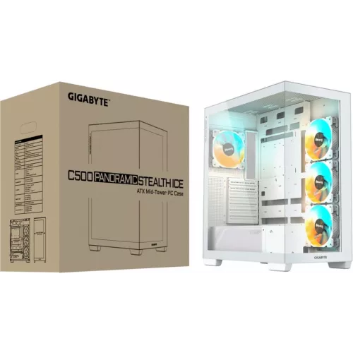 Корпус Gigabyte GB-C500PI ST белый без БП ATX 6x120mm 3x140mm 2xUSB3.0 audio bott PSU