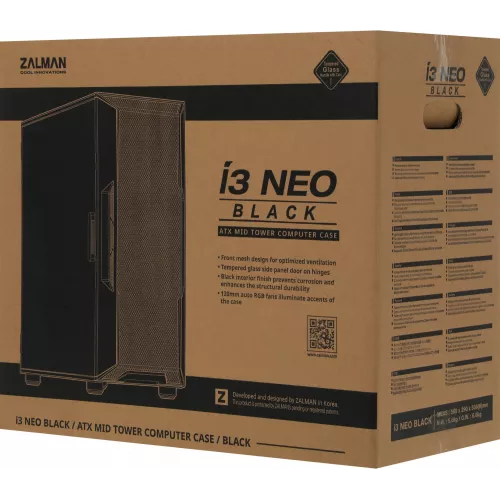 Корпус Zalman i3 NEO черный без БП ATX 4x120mm 5x140mm 2xUSB2.0 1xUSB3.0 audio bott PSU