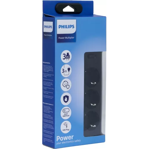 Сетевой фильтр Philips CHP2135BB/51 3м (3 розетки) черный (коробка)