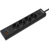 Сетевой фильтр Philips CHP4346BA/51 2м (4 розетки) черный (коробка)