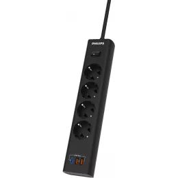 Сетевой фильтр Philips CHP4346BA/51 2м (4 розетки) черный (коробка)