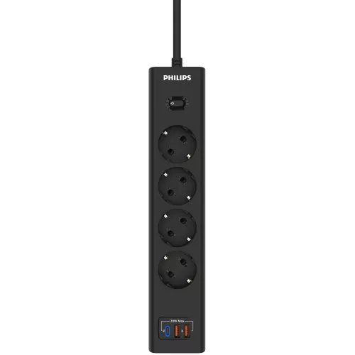Сетевой фильтр Philips CHP4346BA/51 2м (4 розетки) черный (коробка)
