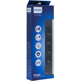 Сетевой фильтр Philips CHP4346BA/51 2м (4 розетки) черный (коробка)