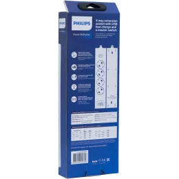 Сетевой фильтр Philips CHP4346BA/51 2м (4 розетки) черный (коробка)