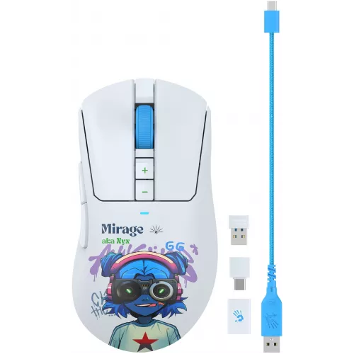 Мышь A4Tech Bloody R73 Pro белый/рисунок оптическая 26000dpi беспров. USB/USB-C 7but (R73 PRO NYX MIRAGE)