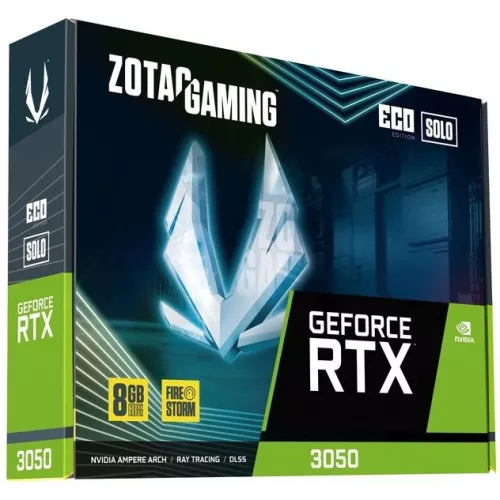 Видеокарта Zotac PCI-E 4.0 RTX 3050 ECO SOLO NVIDIA GeForce RTX 3050 8Gb 128bit GDDR6 1777/14000 HDMIx1 DPx3 HDCP Ret