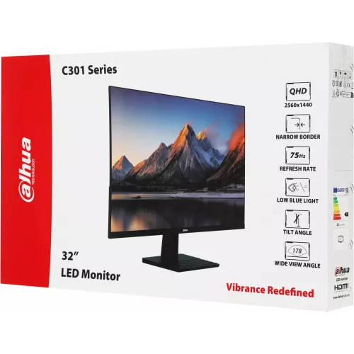 Монитор Dahua 31.5" DHI-LM32-C301B черный IPS LED 5ms 16:9 HDMI матовая 1200:1 300cd 178гр/178гр 2560x1440 75Hz DP 2K 6.65кг