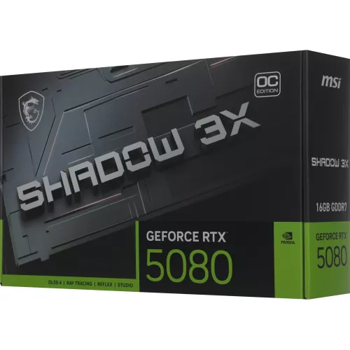 Видеокарта MSI PCI-E 5.0 RTX 5080 16G SHADOW 3X OC NVIDIA GeForce RTX 5080 16Gb 256bit GDDR7 2640/30000 HDMIx1 DPx3 HDCP Ret