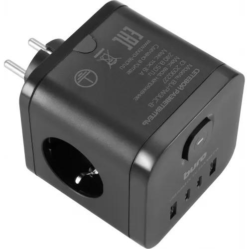 Сетевой разветвитель Buro BU-PW3UC-B (3 розетки) черный (коробка)