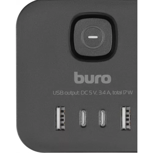 Сетевой разветвитель Buro BU-PW3UC-B (3 розетки) черный (коробка)