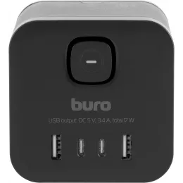 Сетевой разветвитель Buro BU-PW3UC-B (3 розетки) черный (коробка)