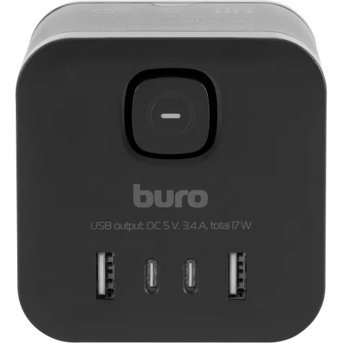 Сетевой разветвитель Buro BU-PW3UC-B (3 розетки) черный (коробка)