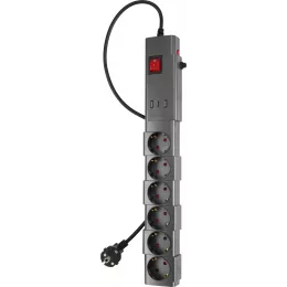 Сетевой фильтр Buro 600SPro-16-1.8-USB-G 1.8м (6 розеток) графитовый (коробка)