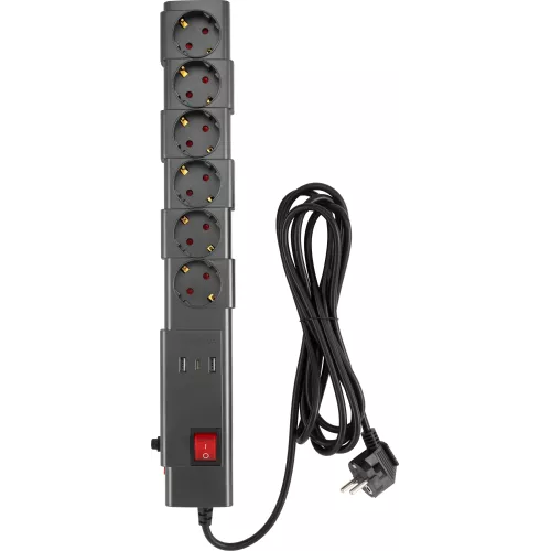 Сетевой фильтр Buro 600SPro-16-1.8-USB-G 1.8м (6 розеток) графитовый (коробка)