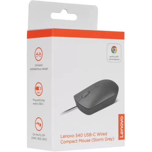 Мышь Lenovo 540 темно-серый оптическая 2400dpi USB 3but (GY51D20876)