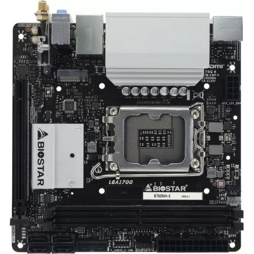 Материнская плата Biostar B760NH-E Soc-1700 Intel B760 2xDDR5 mini-ITX AC`97 8ch(7.1) 2.5Gg RAID+HDMI+DP