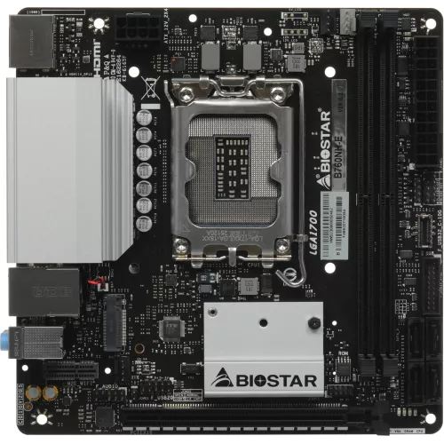 Материнская плата Biostar B760NH-E Soc-1700 Intel B760 2xDDR5 mini-ITX AC`97 8ch(7.1) 2.5Gg RAID+HDMI+DP