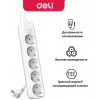 Сетевой фильтр Deli ET439 5м (5 розеток) белый (пакет ПЭ)
