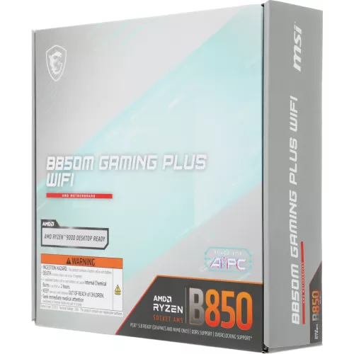 Материнская плата MSI B850M GAMING PLUS WIFI Socket AM5 AMD B850 4xDDR5 mATX AC`97 8ch(7.1) 5Gigabit RAID+HDMI+DP