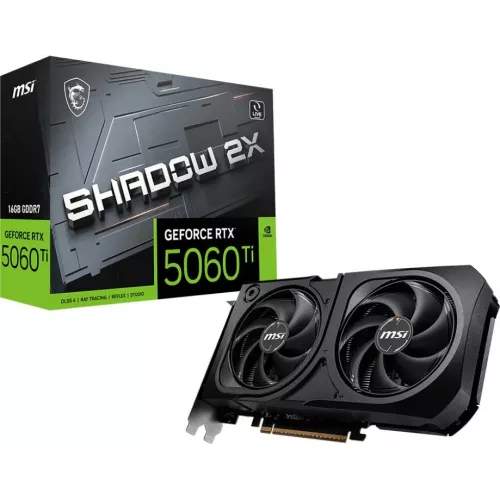Видеокарта MSI PCI-E 5.0 RTX 5060 TI 16G SHADOW 2X PLUS NVIDIA GeForce RTX 5060TI 16Gb 128bit GDDR7 2572/28000 HDMIx1 DPx3 HDCP Ret
