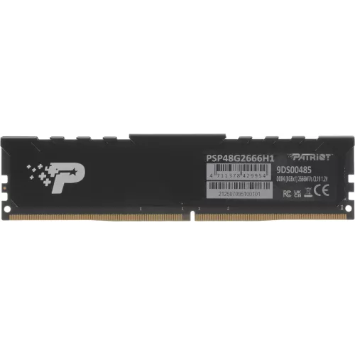 Память DDR4 8GB 2666MHz Patriot PSP48G2666H1 Signature Premium RTL PC4-21300 CL19 DIMM 288-pin 1.2В single rank с радиатором Ret