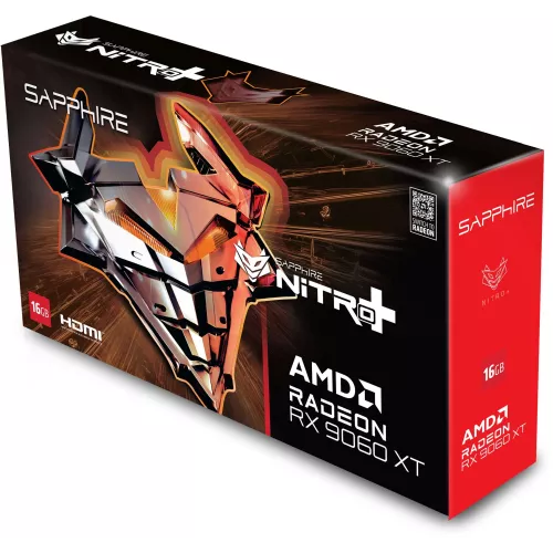 Видеокарта Sapphire PCI-E 5.0 11350-01-20G NITRO+AMD RADEON RX 9060 XT GAMING OC 16GB DUAL AMD Radeon RX 9060XT 16Gb 128bit GDDR6 2780/20000 HDMIx2 DPx1 HDCP Ret