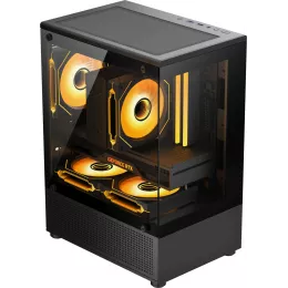 Корпус Accord ACC-UE2B TG OFFICE PRO черный без БП mATX 1xUSB3.0 audio bott PSU
