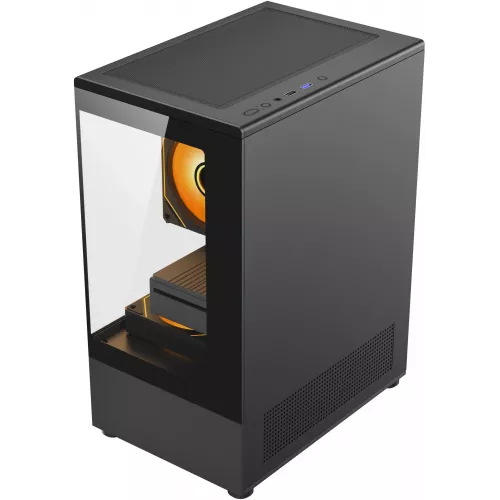 Корпус Accord ACC-UE2B TG OFFICE PRO черный без БП mATX 1xUSB3.0 audio bott PSU