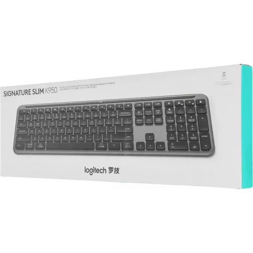 Клавиатура Logitech K950 черный USB беспроводная BT/Radio slim (920-012434)