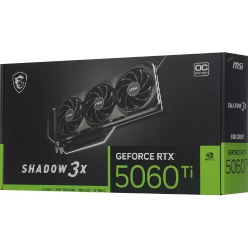 Видеокарта MSI PCI-E 5.0 RTX 5060 Ti 8G SHADOW 3X OC CLASSIC NVIDIA GeForce RTX 5060TI 8Gb 128bit GDDR7 2602/28000 HDMIx1 DPx3 HDCP Ret