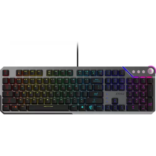 Клавиатура MSI STRIKE 600 Silent механическая серый/черный USB Multimedia for gamer LED (S11-04RU256-CLA) кабель 1.8м