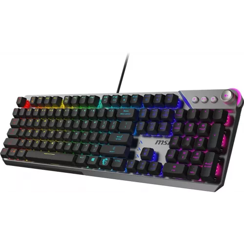 Клавиатура MSI STRIKE 600 Silent механическая серый/черный USB Multimedia for gamer LED (S11-04RU256-CLA) кабель 1.8м