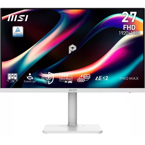Монитор MSI 27" Pro MAX 271PHW E14 белый IPS LED 1ms 16:9 HDMI M/M матовая HAS Piv 1500:1 300cd 178гр/178гр 1920x1080 144Hz DP FHD USB 5.85кг
