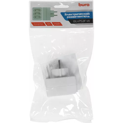 Сетевой разветвитель Buro BU-PS3F-W (3 розетки) белый (пакет ПЭ)