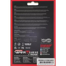 Память DDR3 8GB 1600MHz Patriot PV38G160C0 Viper 3 RTL Gaming PC3-12800 CL10 DIMM 240-pin 1.5В с радиатором Ret