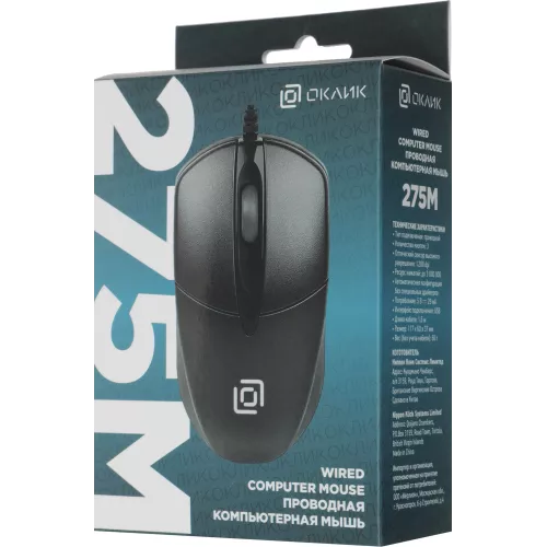 Мышь Оклик 275M черный оптическая 1200dpi USB 3but (412841)
