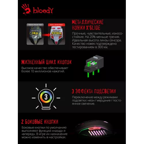 Мышь A4Tech Bloody Q80 черный оптическая 6200dpi USB 8but (Q80 BLACK)