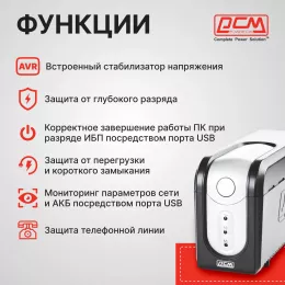 Источник бесперебойного питания Powercom Imperial IMP-825AP 495Вт 825ВА черный