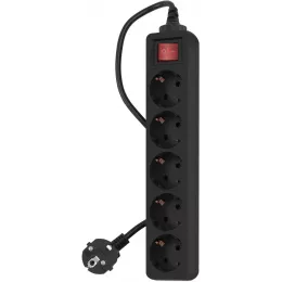 Сетевой фильтр PC Pet AP01006-1.8-B 1.8м (5 розеток) черный (пакет ПЭ)