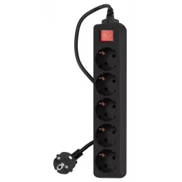 Сетевой фильтр PC Pet AP01006-3-B 3м (5 розеток) черный (пакет ПЭ)
